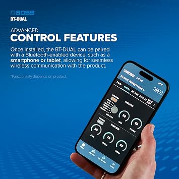 BOSS BT-DUAL | Bluetooth Audio MIDI Dual Adaptor | Brings Bluetooth Audio and MIDI Capabilities to Katana Gen 3, ME-90 and Other Compatible Products | Adds Bluetooth Audio and Ble-Midi to Boss and Roland Gear. Bluetooth 4.2, Powered by Host, 372031mm, 11 G
