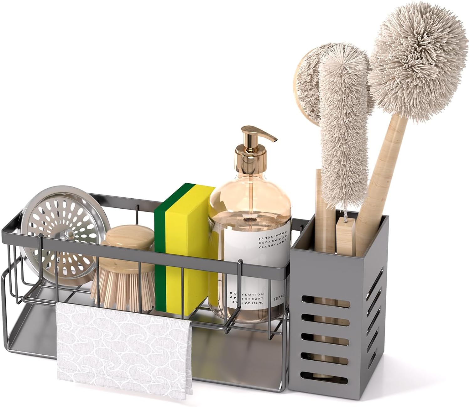 Kitchen Caddy Sink Organizer,Sponge Holder for Kitchen Sink,Dish Soap Dispenser,Kitchen Sink Accessories Countertop Organizer,Stainless Steel Sink Sponge Caddy Over the Sink Shelf - Image 7