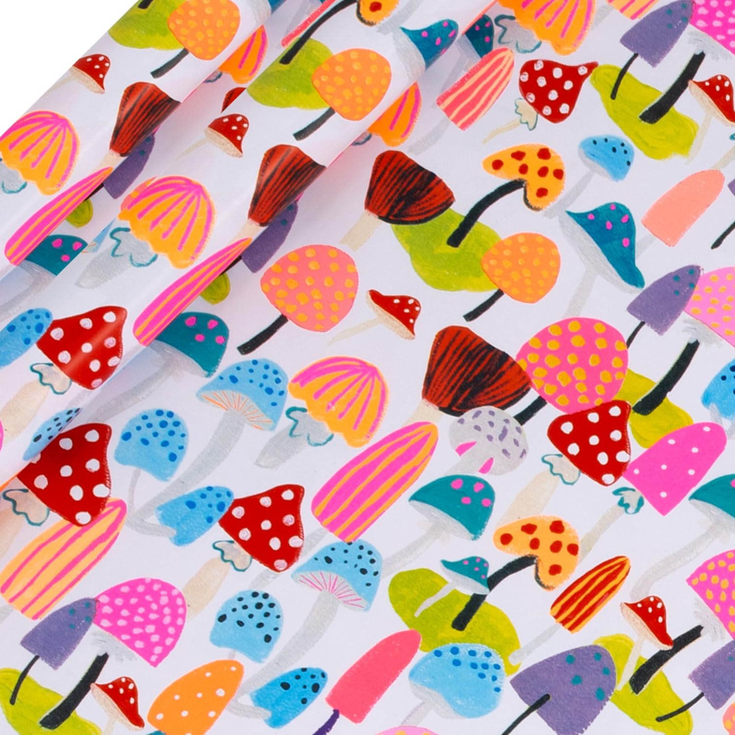 Glick 2 Pack Shining Shrooms Wrapping Paper, For Birthdays and Celebrations, 2 x Recyclable Rolls (each 4m x 70cm), Pink
