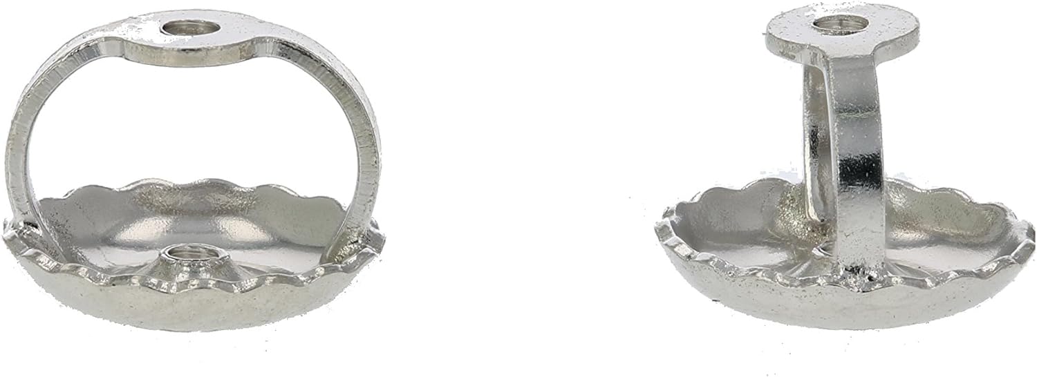 Vir Jewels 14K White Gold Screw Backs Replacement for Stud Earrings (1 Pair)