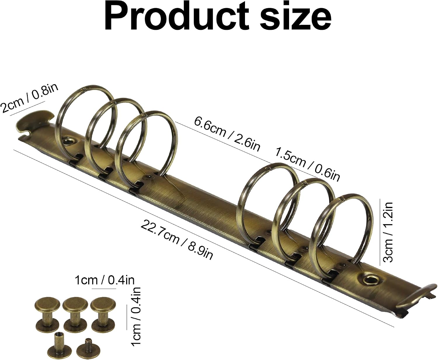 MultiBey 2 Pack Bronze A5 6-Ring Binder Mechanisms, 30mm Round Ring image 4