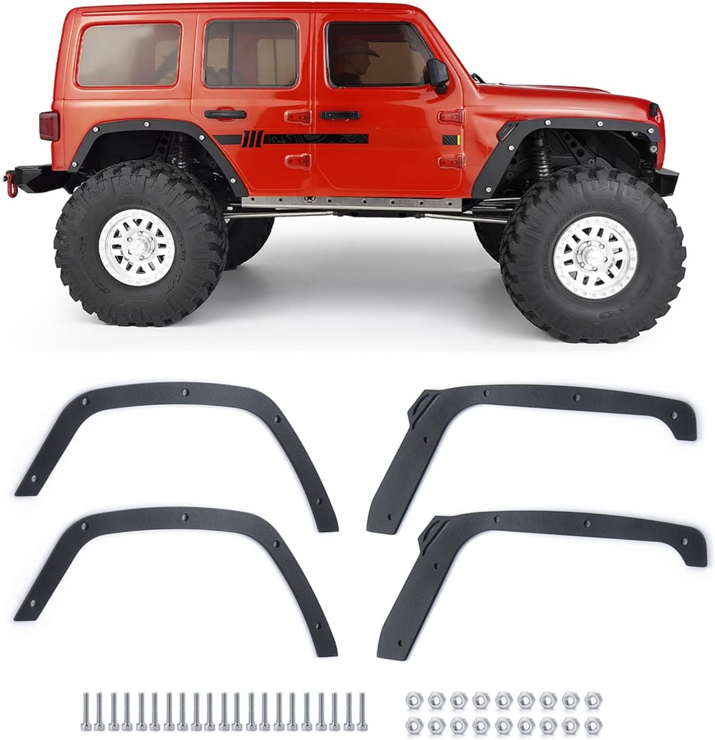 RCLions Stainless Steel RC Wheel Fender Flares with Screws for AXIAL SCX10-III AXI03007 1/10 RC Crawler Car Upgrades