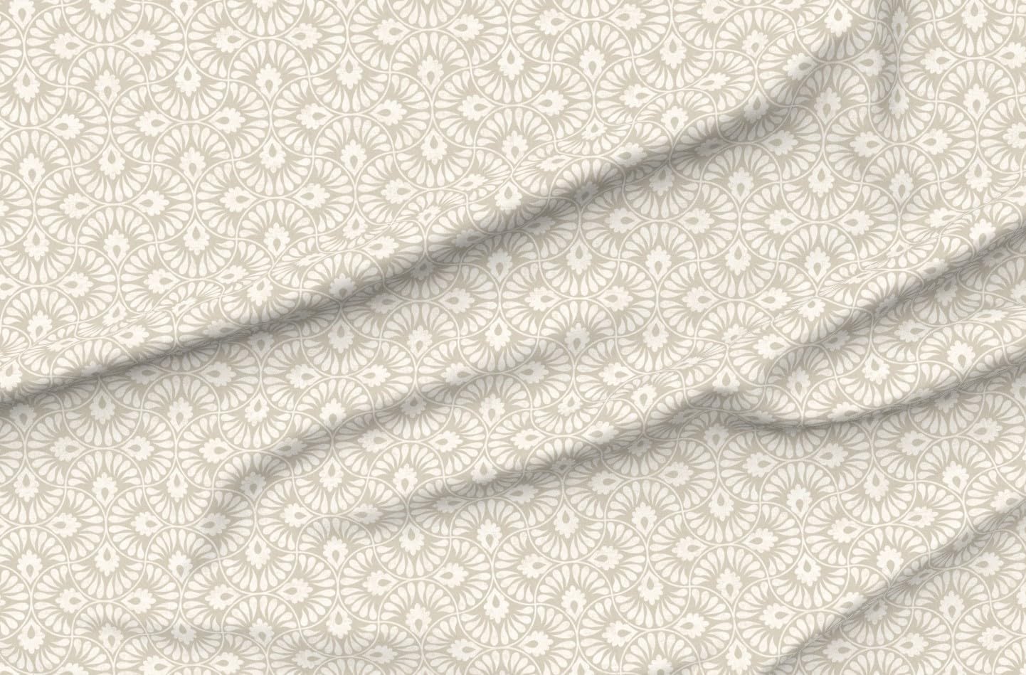 Spoonflower Fabric - Scallop Abstract Traditional Farmhouse Natural Neutral Cottagecore Printed on Petal Cotton Fabric Fat Quarter - Sewing Quilting Apparel Crafts Decor