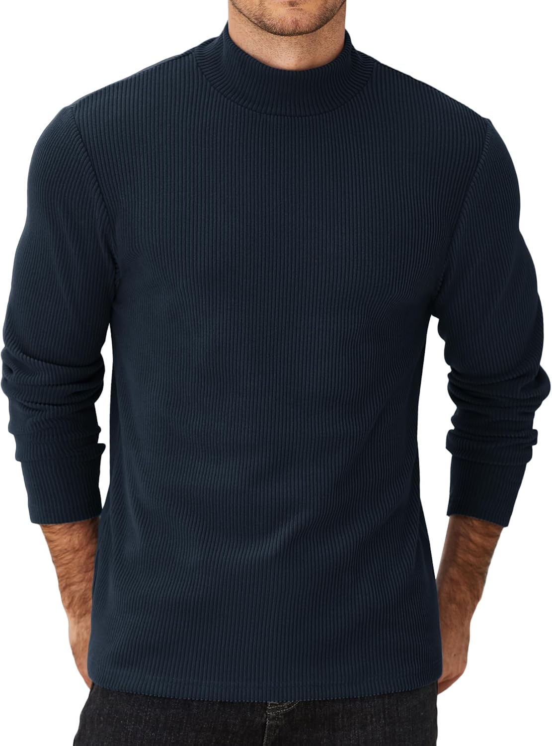 COOFANDY Men's Mock Turtleneck Sweater Long Sleeve Half Neck Pullover Thermal Casual Ribbed High Neck Pullover Sweater