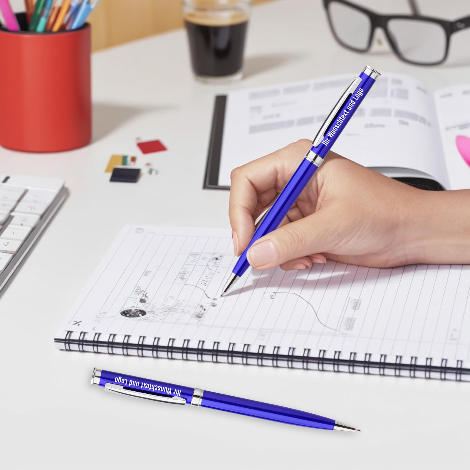 50 x Personalisiert Kugelschreiber Set mit Gravur von Logo/Text,Ideal Geschenk für Abschluss Rente Dank,Hochwertige Metall Drehkugelschreiber für Elternteil Kollegen Lehrer Studenten