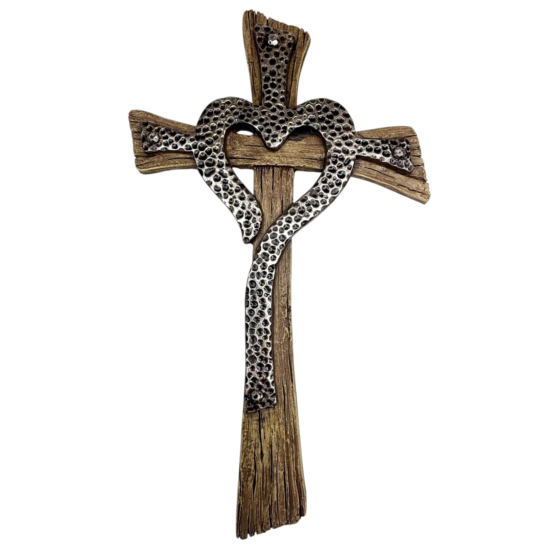 Amazon.com: Rustic Resin Heart Cross Wall Decor – 12 1/2” Faux