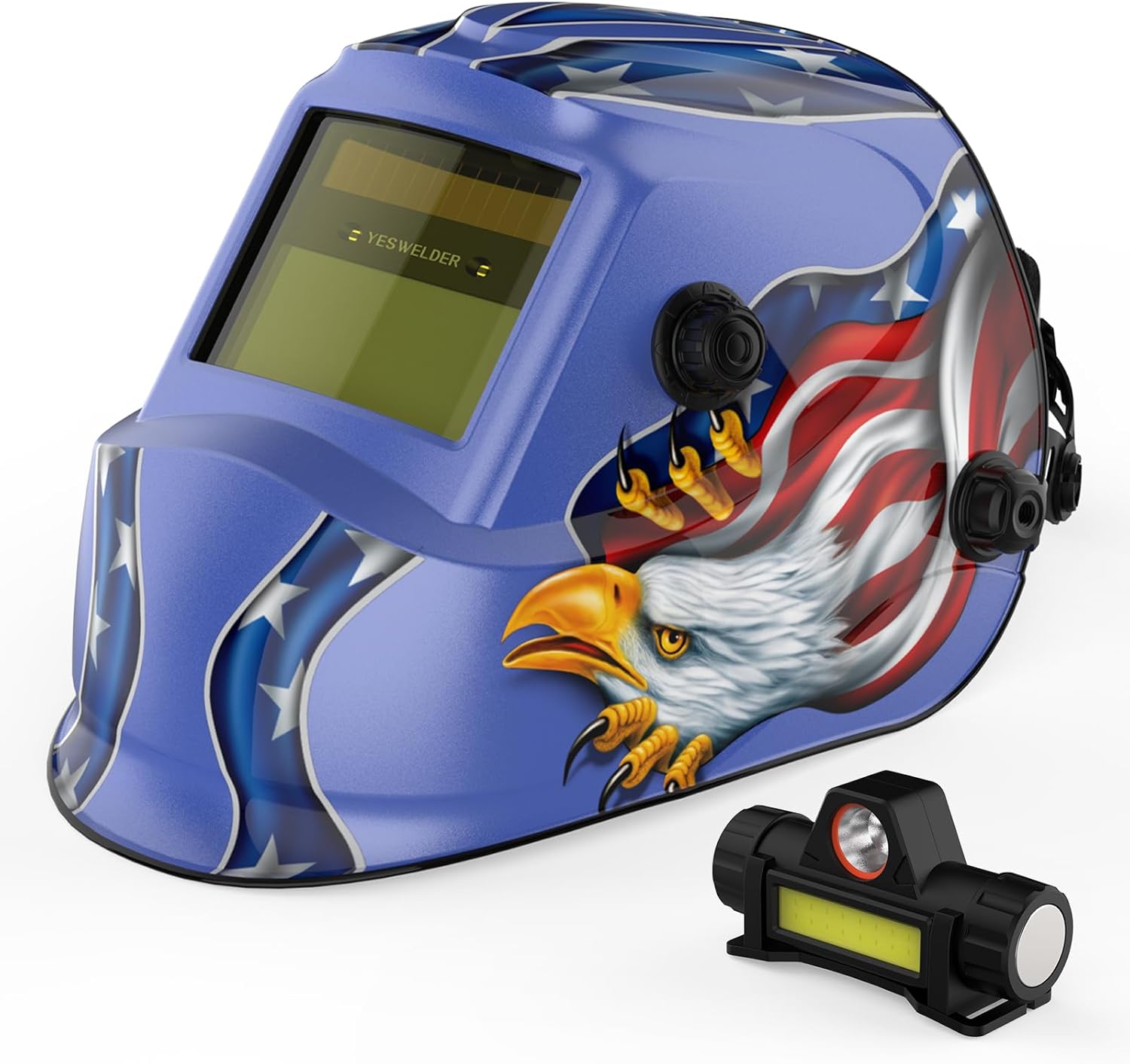 YESWELDER True Color Solar Powered Auto Darkening Welding Helmet & Rechargeable Welding Helmet Light