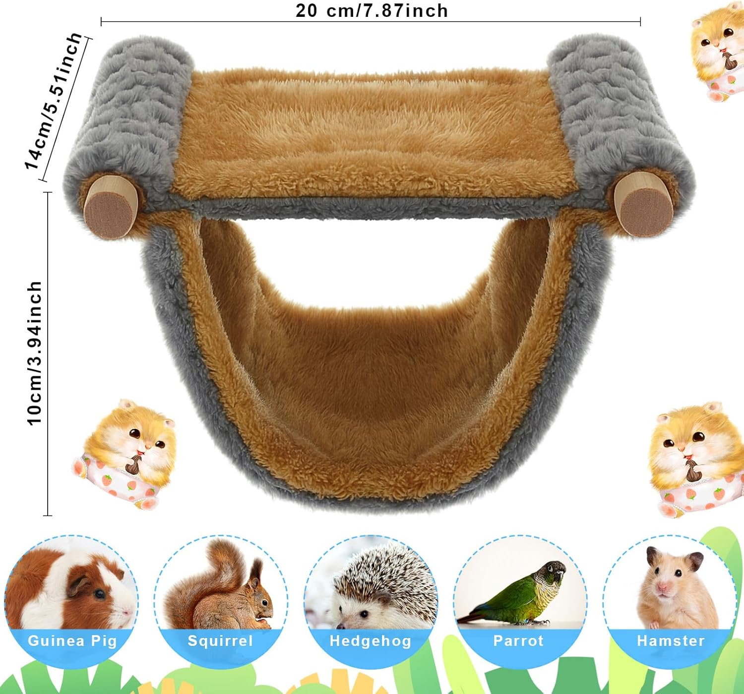 Soulchen 6 Pcs Soft Guinea Pig Rat Hammock Set 3 Layer Ferret Bed Warm Fleece Double Bunkbed Cage Platform Toy Small Animal Hideout Sleep Play Cage Accessories for Parrot Sugar Glider