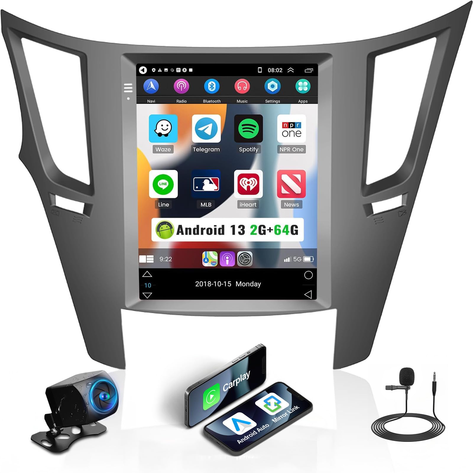 UNITOPSCI 2G+64G Android Car Stereo Radio for Subaru Outback Legacy 2010-2014 Wireless CarPlay Android Auto 9.7 Inch Vertical Touchscreen HiFi