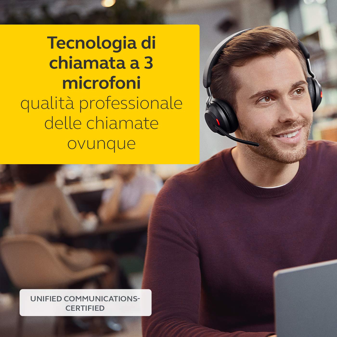 Jabra Evolve2 65 Wireless PC Headset – Noise Cancelling, Tutte le piattaforme, Dongle USB-C, Nero, Stereo