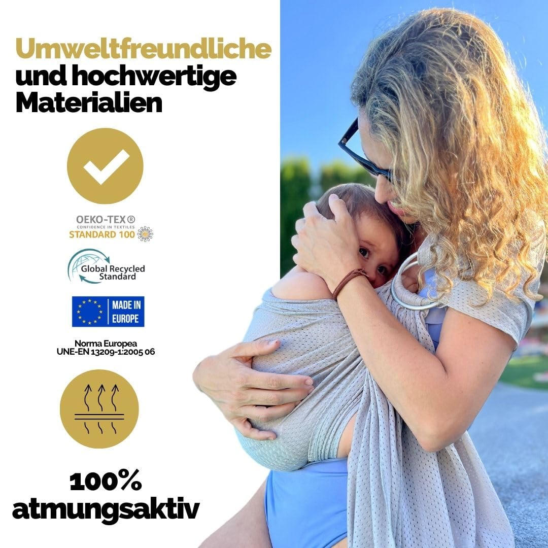 Amarsupiel | Baby-Wasserträger | Baby Wasser Schultergurt | Ultraschnell trocknende | Ergonomische Babytrage | OEKOTEX | Zertifikat Made in Spain |Grau