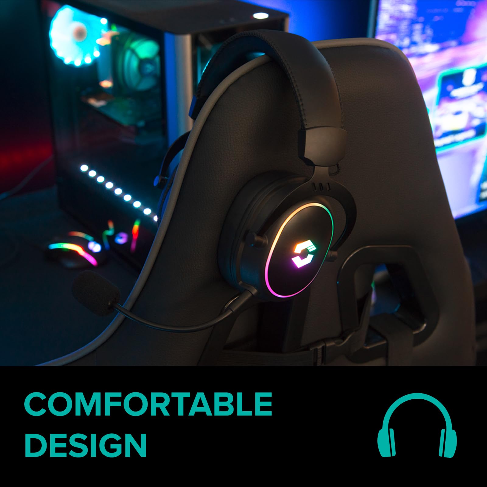 Speedlink CONUX RGB Gaming Headset Wireless Bluetooth USB 2.4G 3,5mm Klinke | mit Mikrofon, Metallrahmen, weiche Polsterung, Akku wiederaufladbar, kabellos, PC/PS5/PS4/Xbox Series X/S/Switch/Switch2