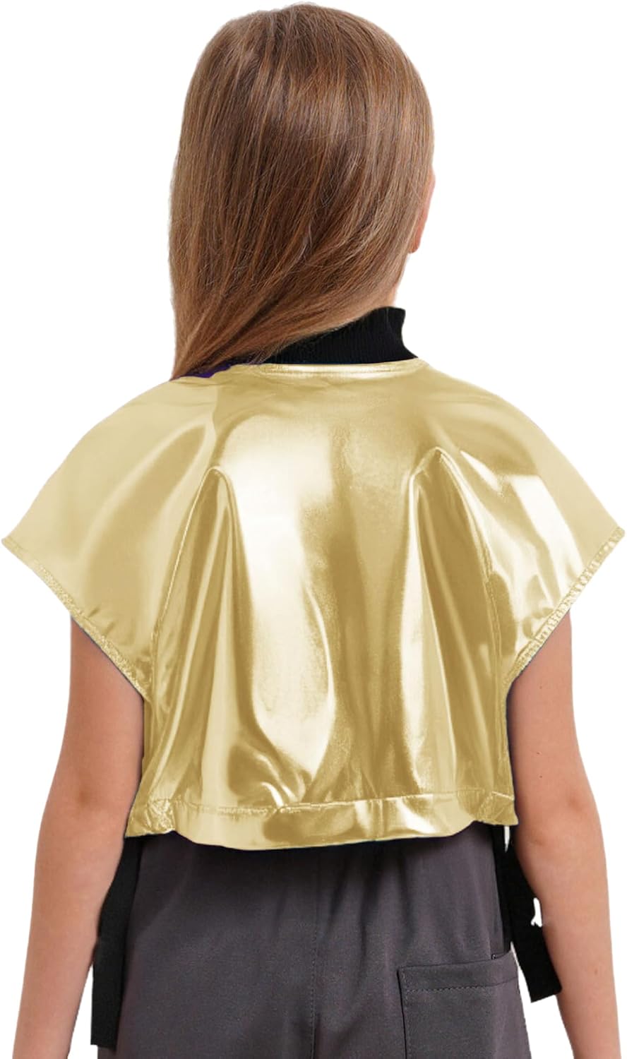 YiZYiF Girls Kids Sleeveless Dance Shirts Sides Open Metallic Vest Stage Performance Rave Hip-Hop Streetwear