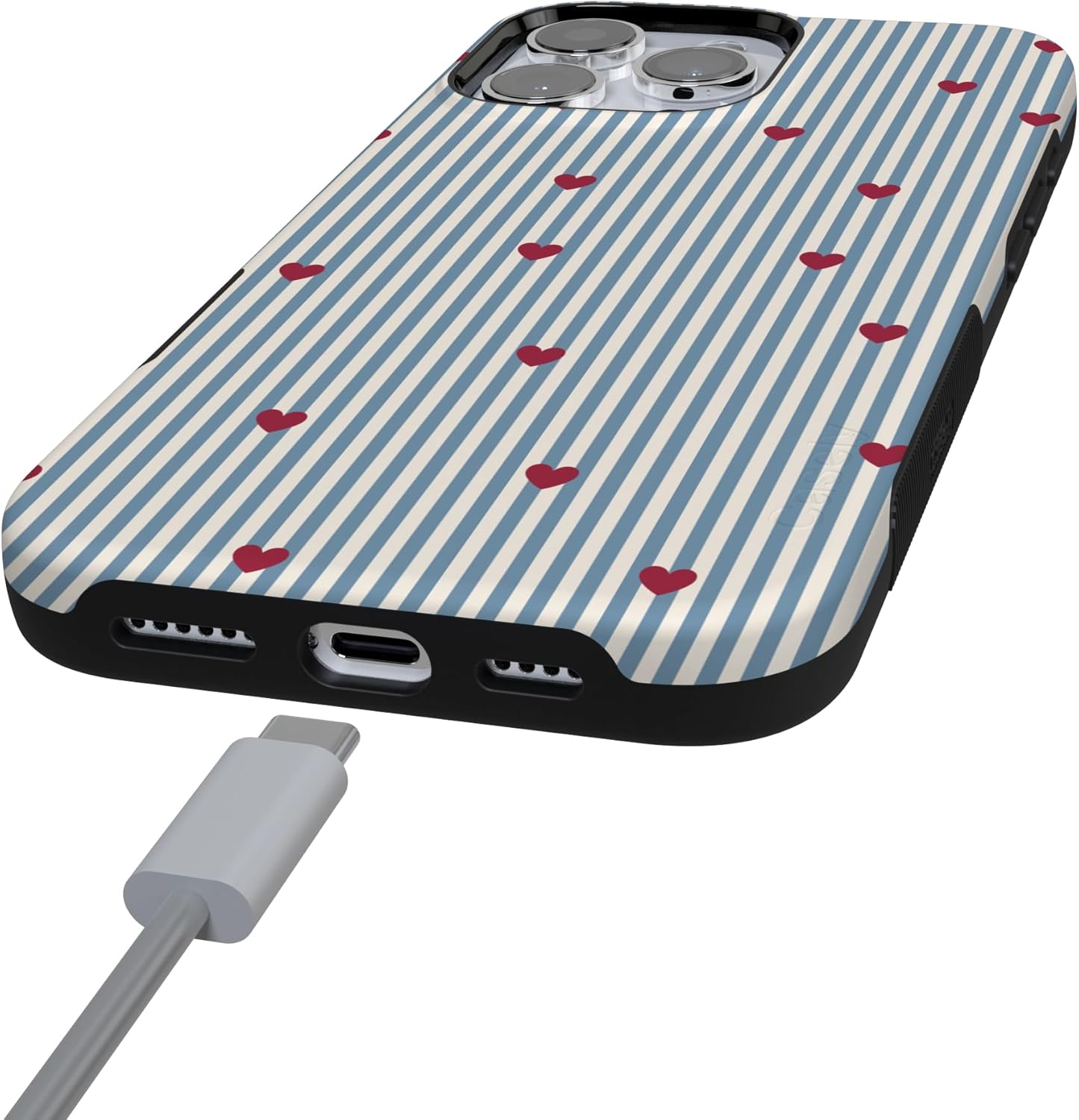 Casely iPhone 16 Pro Case | Love Lines | Blue Stripes | Bold Protective Design | MagSafe Compatible Design - Image 5