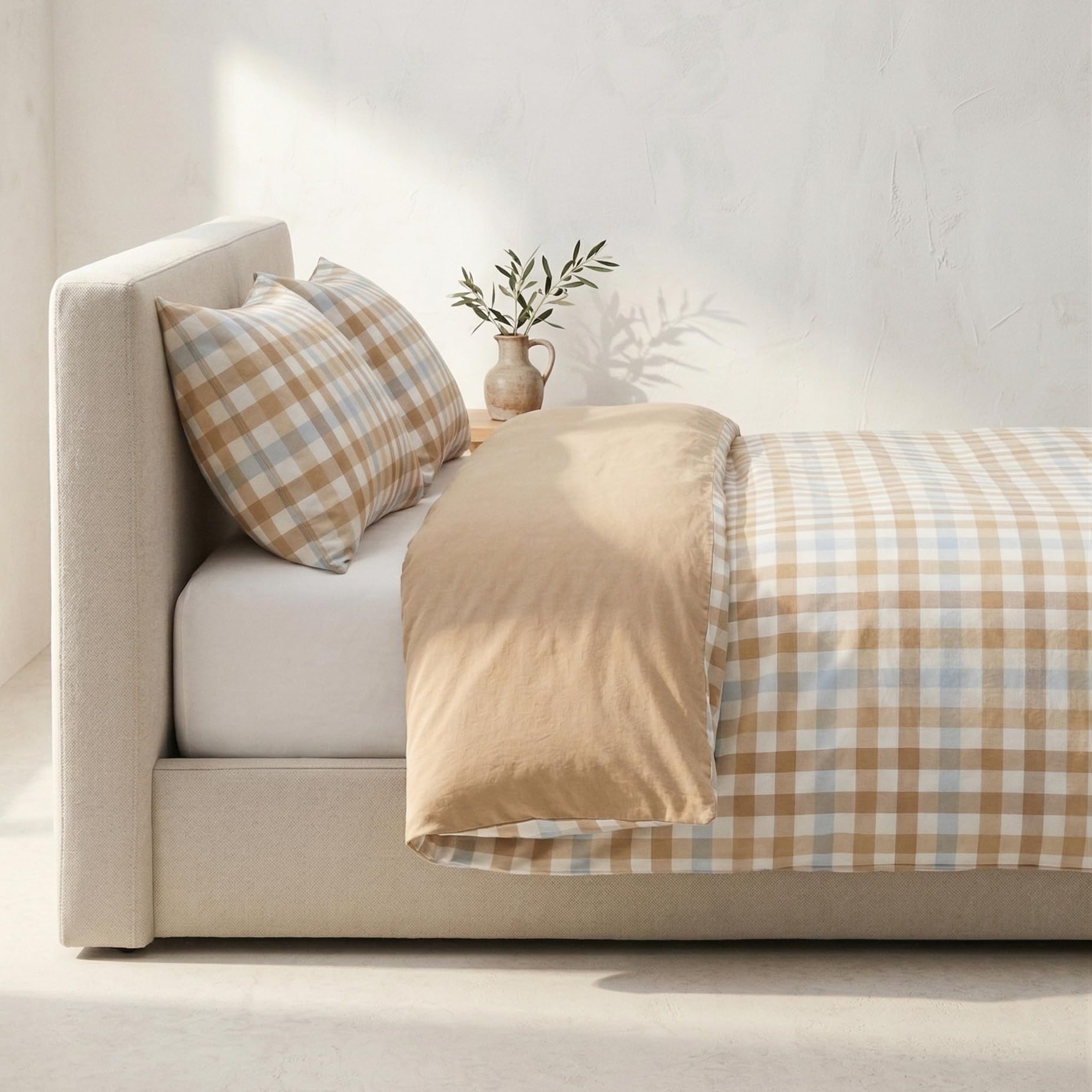 Juego Funda nórdica Cama 135/140 100% algodón, Funda edredón 220x220 cm + 2 Fundas Almohada 45x75 cm, Estampado Vichy, Multicolor.