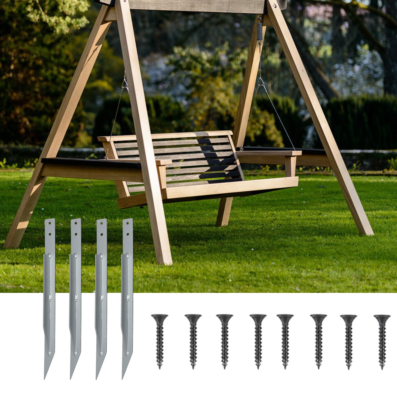 Zestaw do huśtawki do huśtawki – metal Heavy Duty Groundmit ze śrubami – zawiąż słupek trampoliny z wysokim sprzętem wiatrowym – akcesoria do szopy i obszarów zewnętrznych