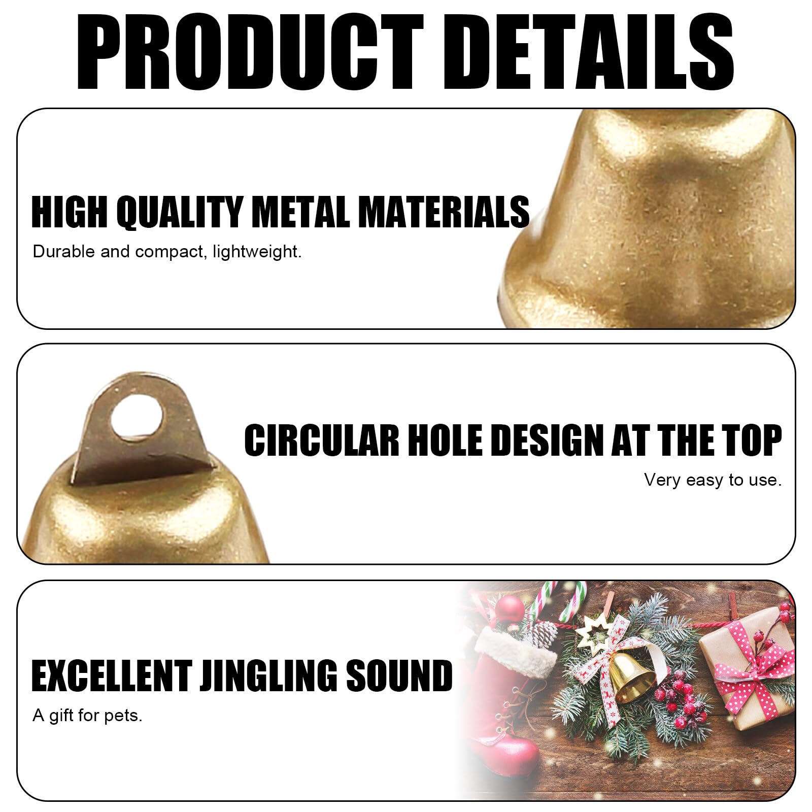 Wisafory 20 Stück Vintage Glöckchen - Goldene Jingle Bells 22mm | Für Weihnachtsdeko & Basteln