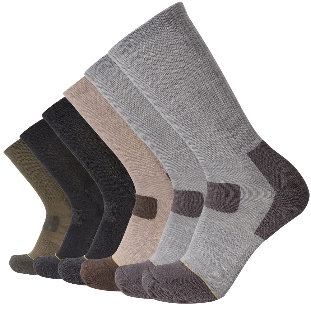 EnerWear 6Pack Men's Merino Wool Outdoor Hiking Trail Crew Sock (US 10-13, 1706M)
