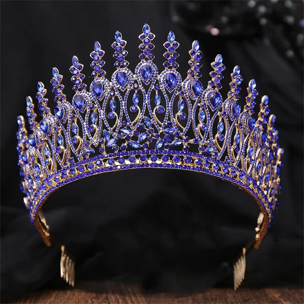 LNNSHX Frauen Strass Krone Große Diadem Kronen Braut Hochzeit Party Krone Haar Kleid Schmuck Zubehör