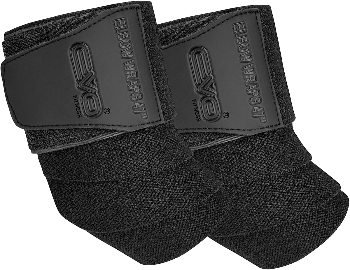 EVO Fitness Elbow Support Wraps 47" – Compression Straps for Weightlifting, Gym & Fitness – Breathable Cotton-Elastic with Hook & Loop Closure – Adjustable Arm Protection for Men & Women