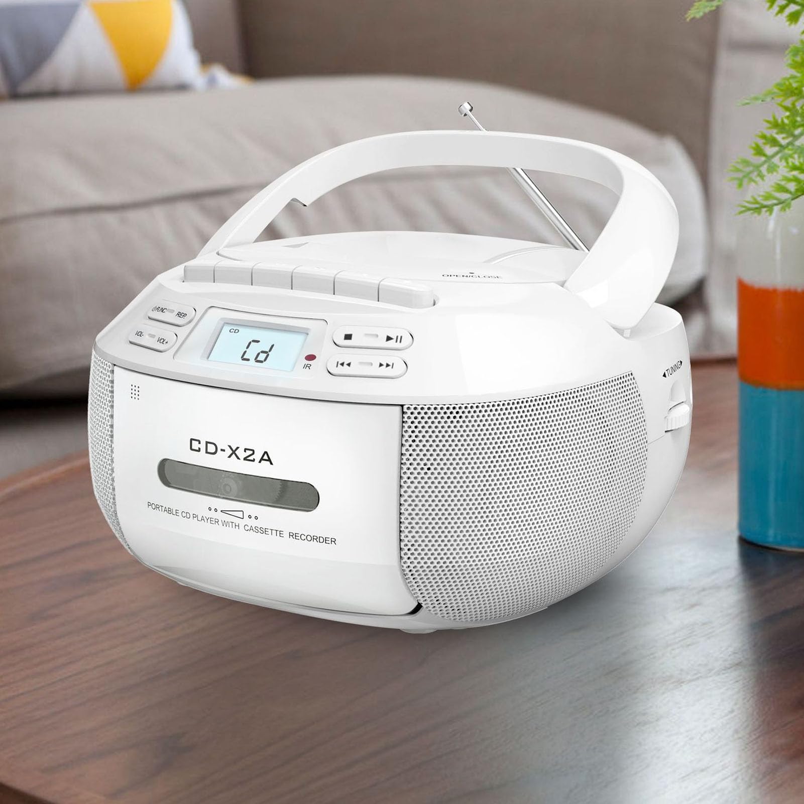 Luocute Przenośny Odtwarzacz CD i Kaset z Bluetooth 5.1, Radio AM FM (wtyczka UE)