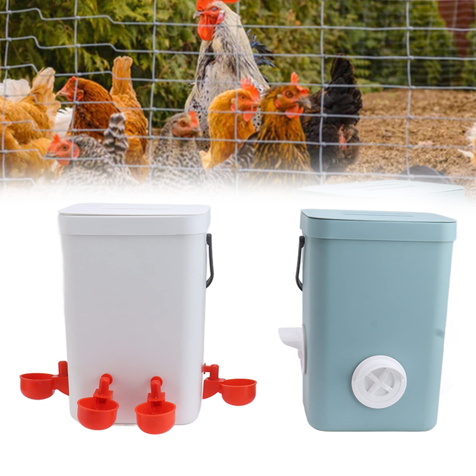 plplaaoo Juego de recipientes de alimentación para gallinas