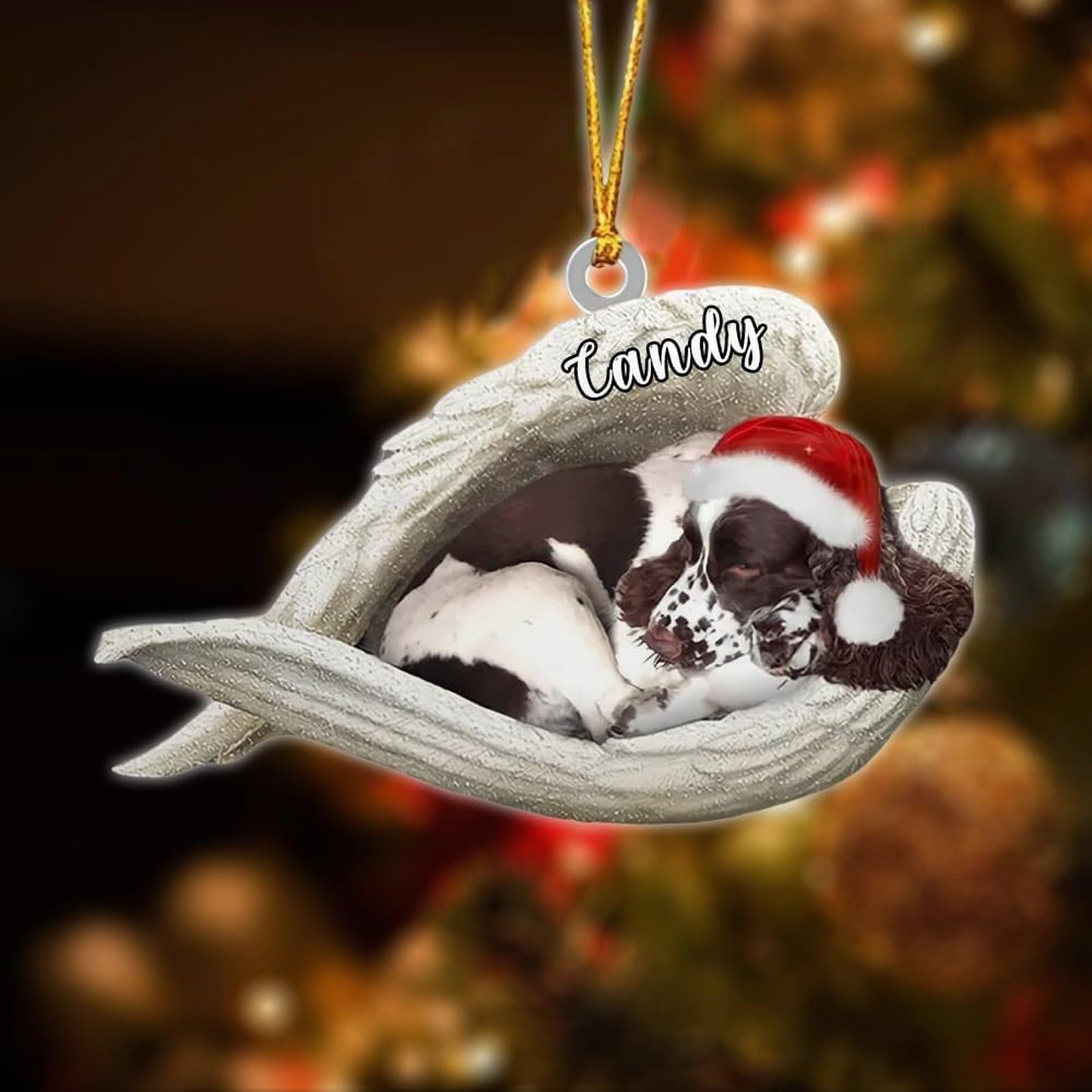 Luckluccy English Springer Spaniel Custom Ornament,Sleeping Angel Christmas,Acrylic Dog Ornament 2025,Gifts For Dog Lovers,Christmas Tree Decor