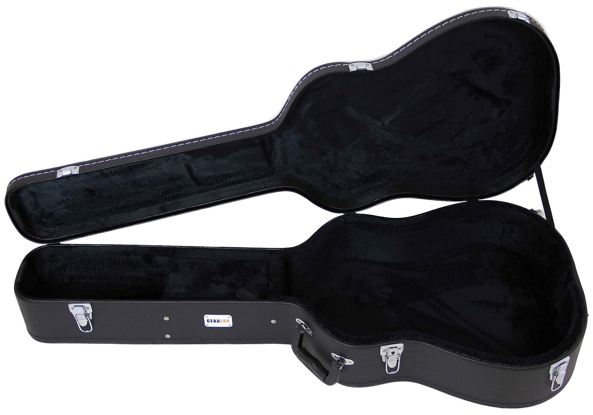 GearluxDreadnought Acoustic Guitar Hardshell Case with Accessory Compartment - Black