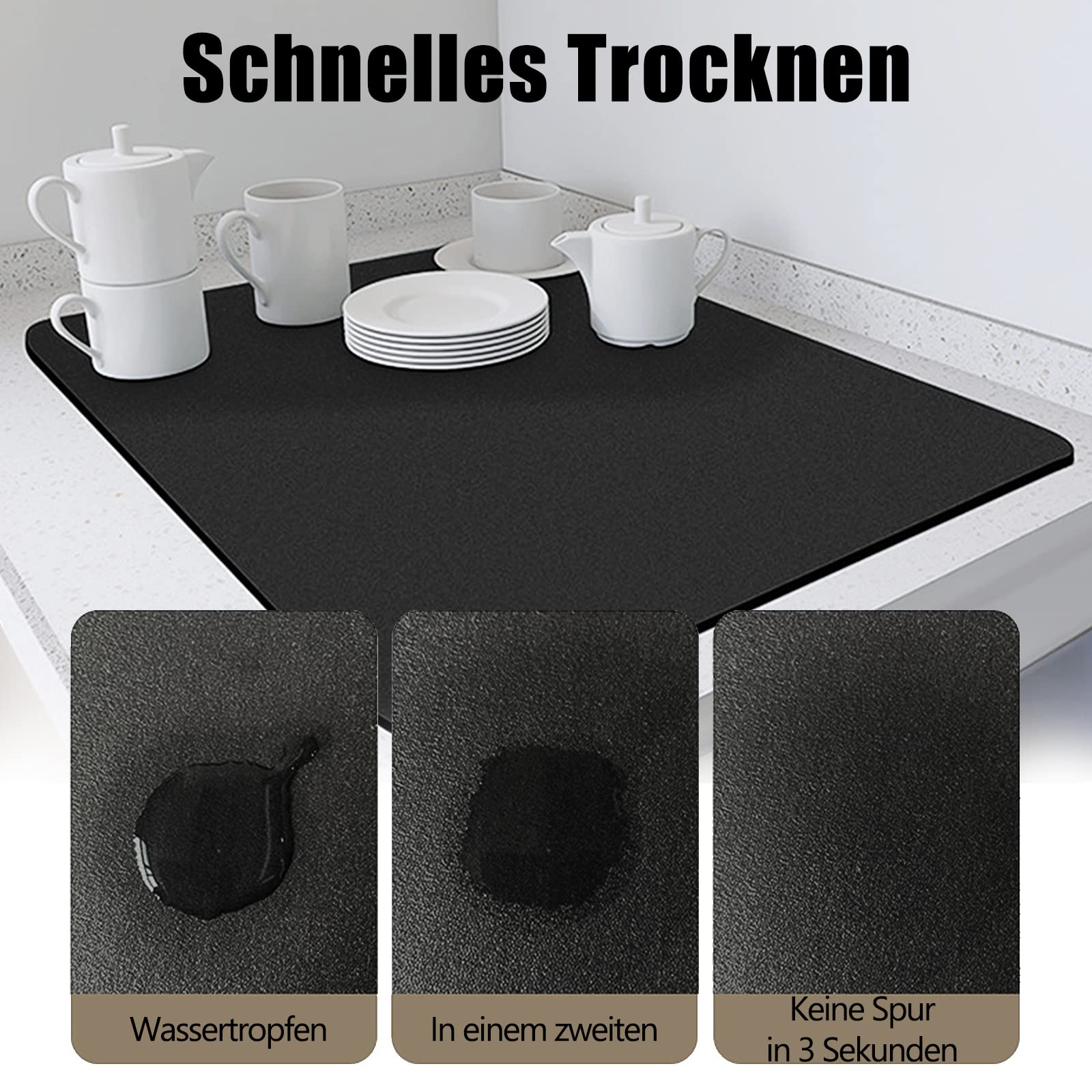 tekenewbse Afdruipmat voor servies, 50 x 40 cm, onderlegger voor koffiezetapparaat, afdruipmat, gootsteen, servies, sneldrogend, mat, absorberende onderlegger, koffiekeuken, spoelmat tekenewbse Afdruipmat voor servies, 50 x 40 cm, onderlegger voor koffiezetapparaat, afdruipmat, gootsteen, servies, sneldrogend, mat, absorberende onderlegger, koffiekeuken, spoelmat