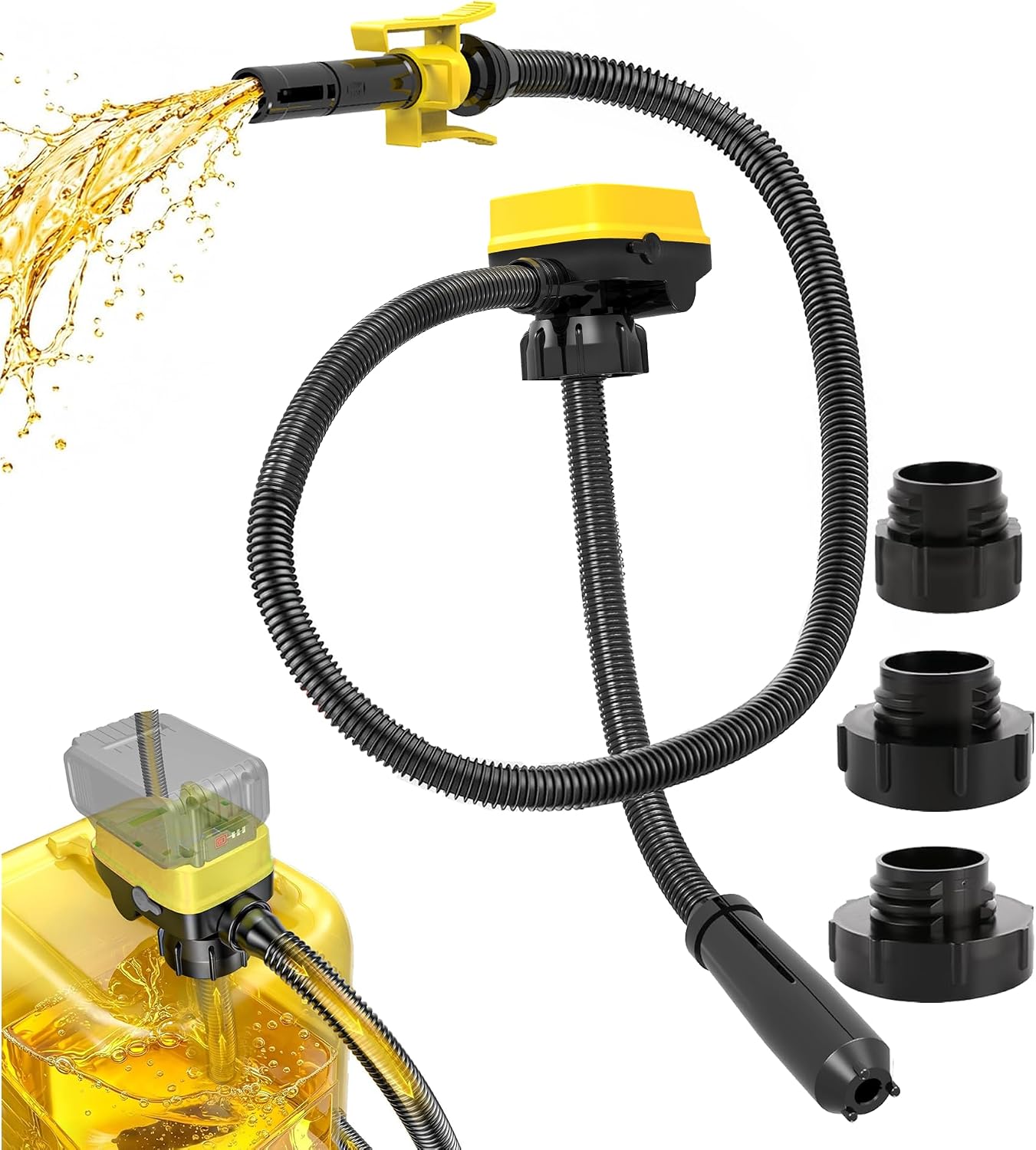 Auto Shut-Off Cordless Fuel Transfer Pump, Compatible with DeWalt 20V & Milwaukee 18V Battery, Portable Electric Fuel Pump for Gasoline Diesel to Car Truck Boa, 3.8GPM, 51" Extra Long Hose