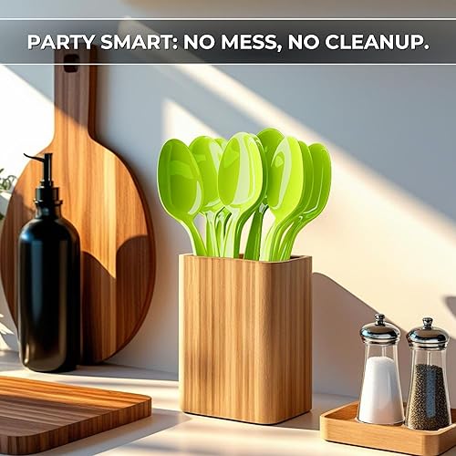 Vista 30 de Cucharas de plástico azul claro (paquete de 24) – Cucharas de color azul claro para fiestas, artículos de plástico duraderos, cucharas de plástico