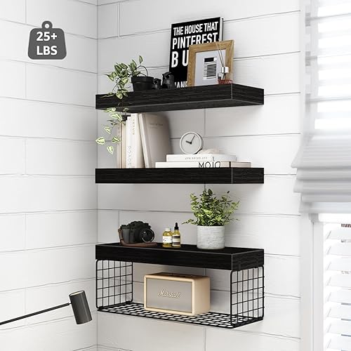 Miniatura 4 de QEEIG Estantes de baño sobre el inodoro, estantes flotantes montados en la pared, almacenamiento de papel higiénico, estante pequeño de decoración