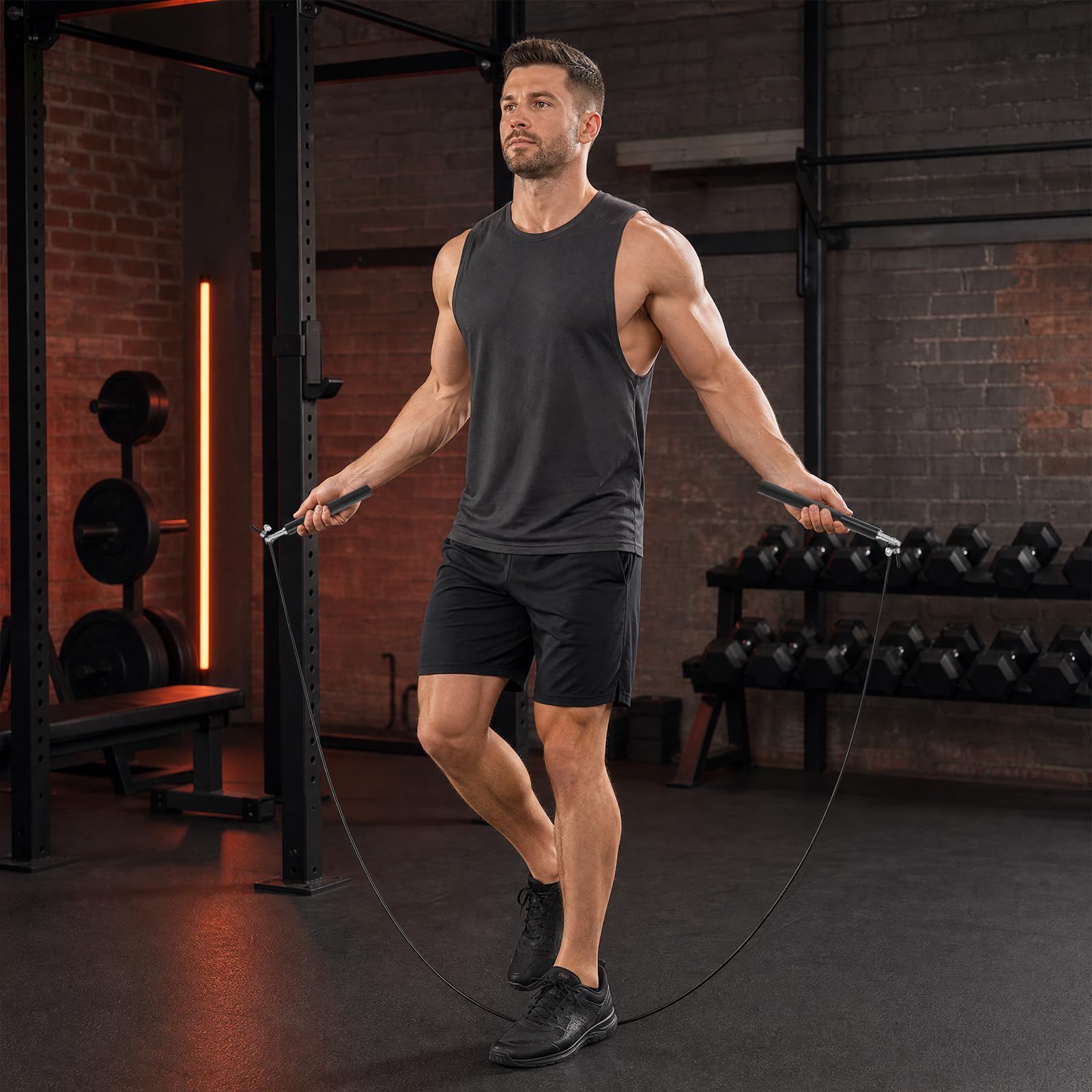 Skakanka Fitness, Regulowana Speed Rope z Łożyskami Kulkowymi, Skakanka 3 m z Linką PVC, Aluminiowe Antypoślizgowe Uchwyty do Crossfit, Boksu, Cardio