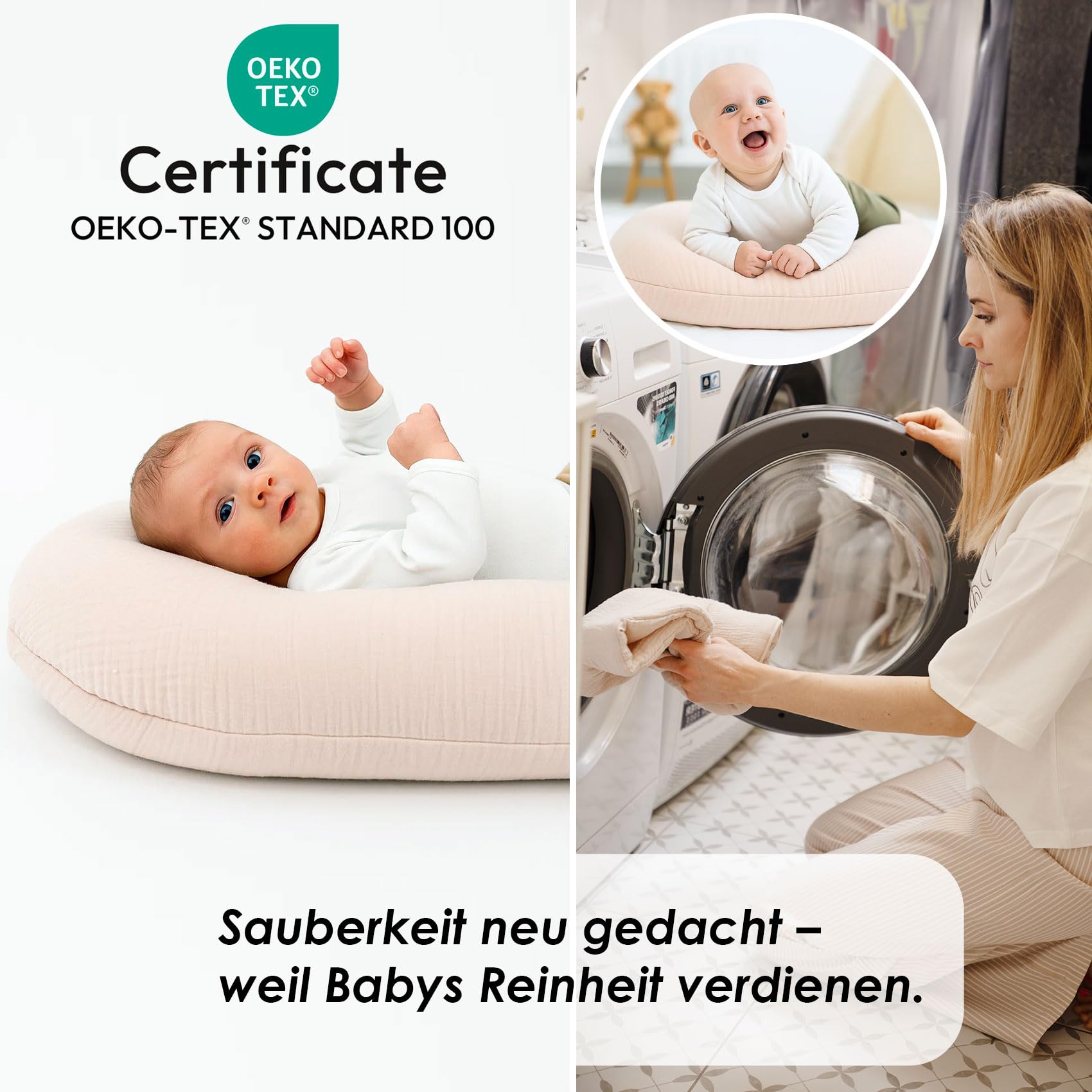 PaLulli® LuliNest – Nido de bebé de algodón orgánico con funda extraíble | Capullo acogedor para recién nacidos y bebés | Seguro, cómodo y fácil de limpiar