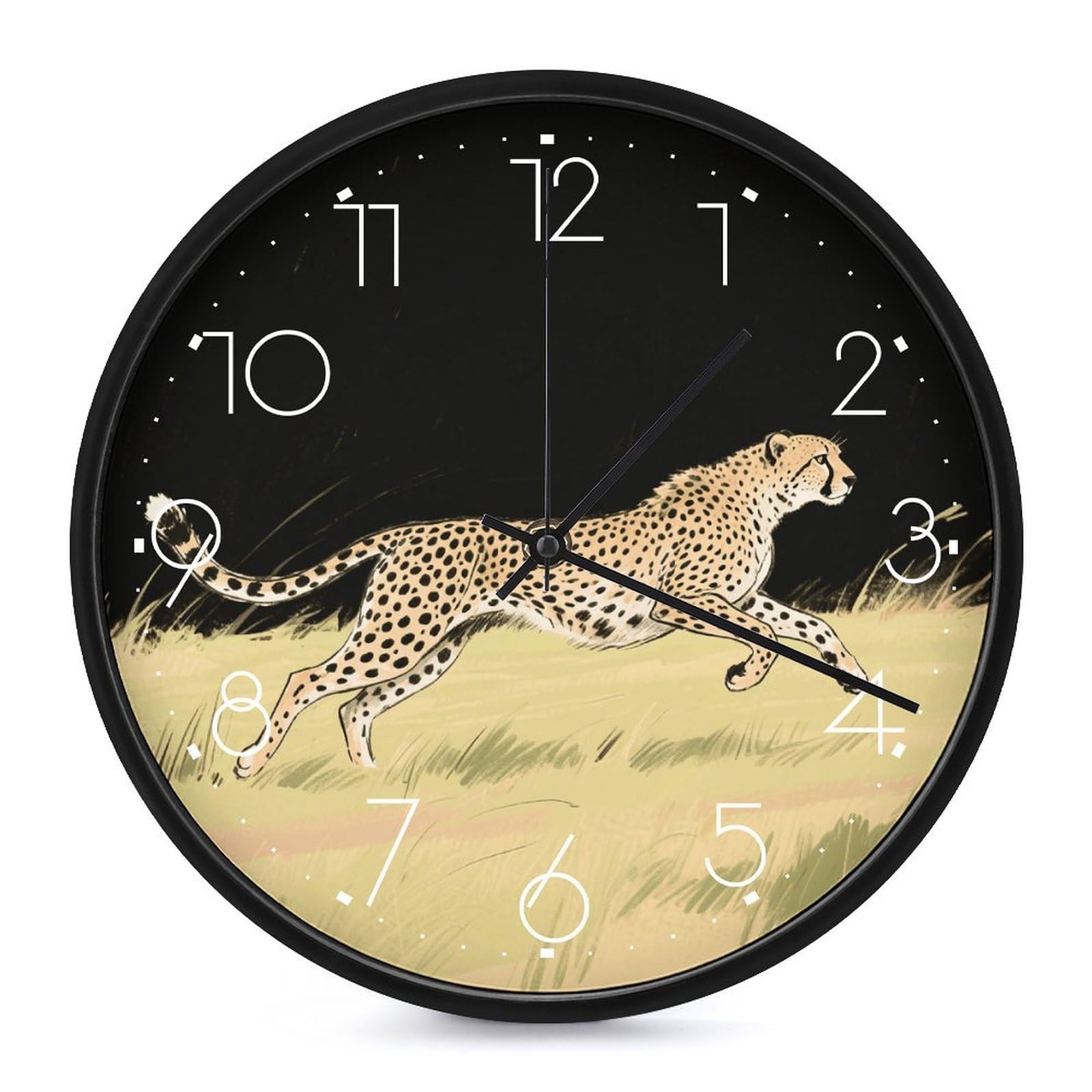 Horloge murale guépard ronde de 25 cm de diamètre pour un salon design