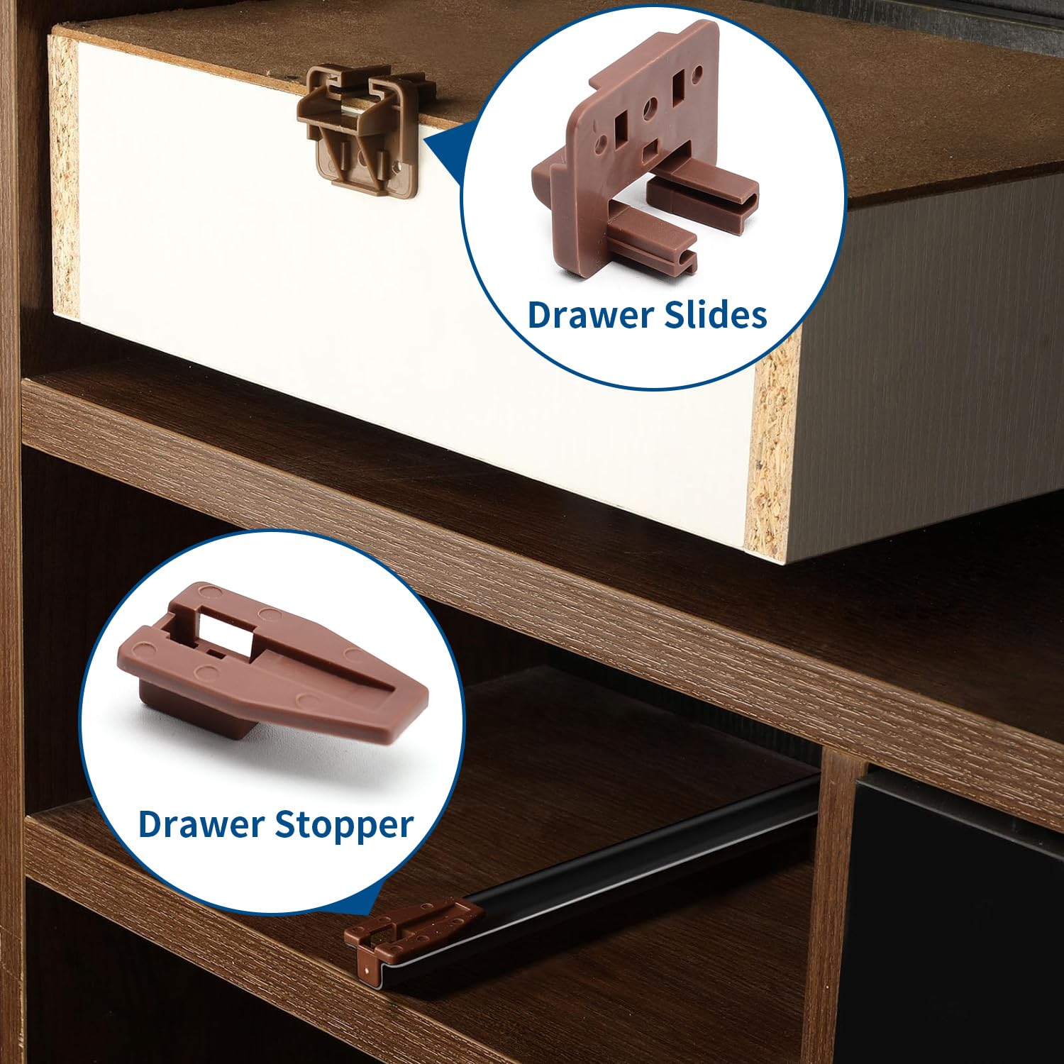 Surf Turtle Plastic Drawer Guides - 6 Pack Center Mount Drawer Slides For Dressers & Nightstands
