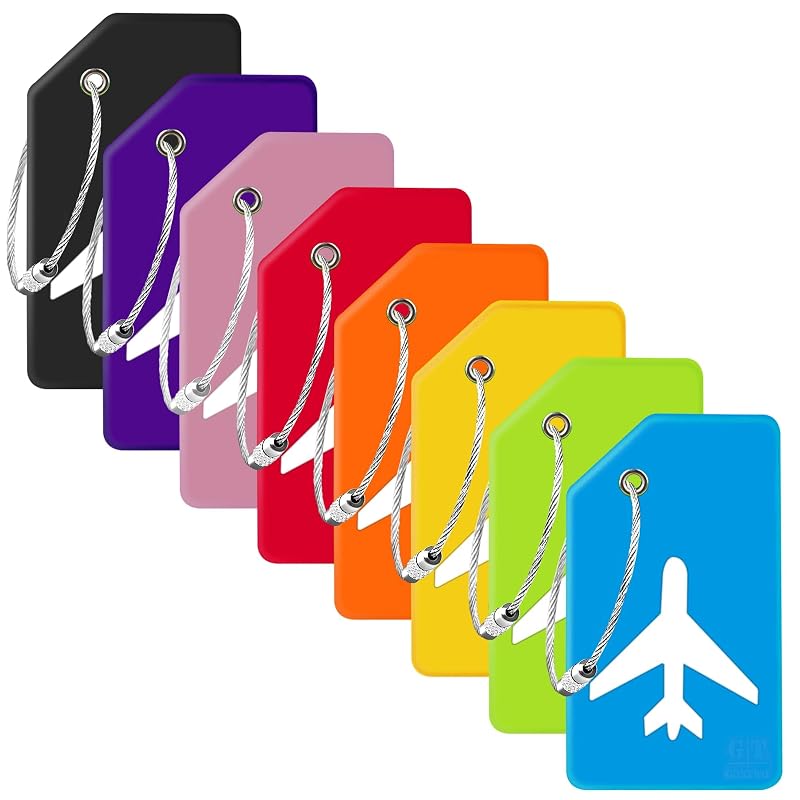 Gostwo 8 Pack Silicone Luggage Tags for Suitcases, Plane Travel Essentials Mixed Colors 8