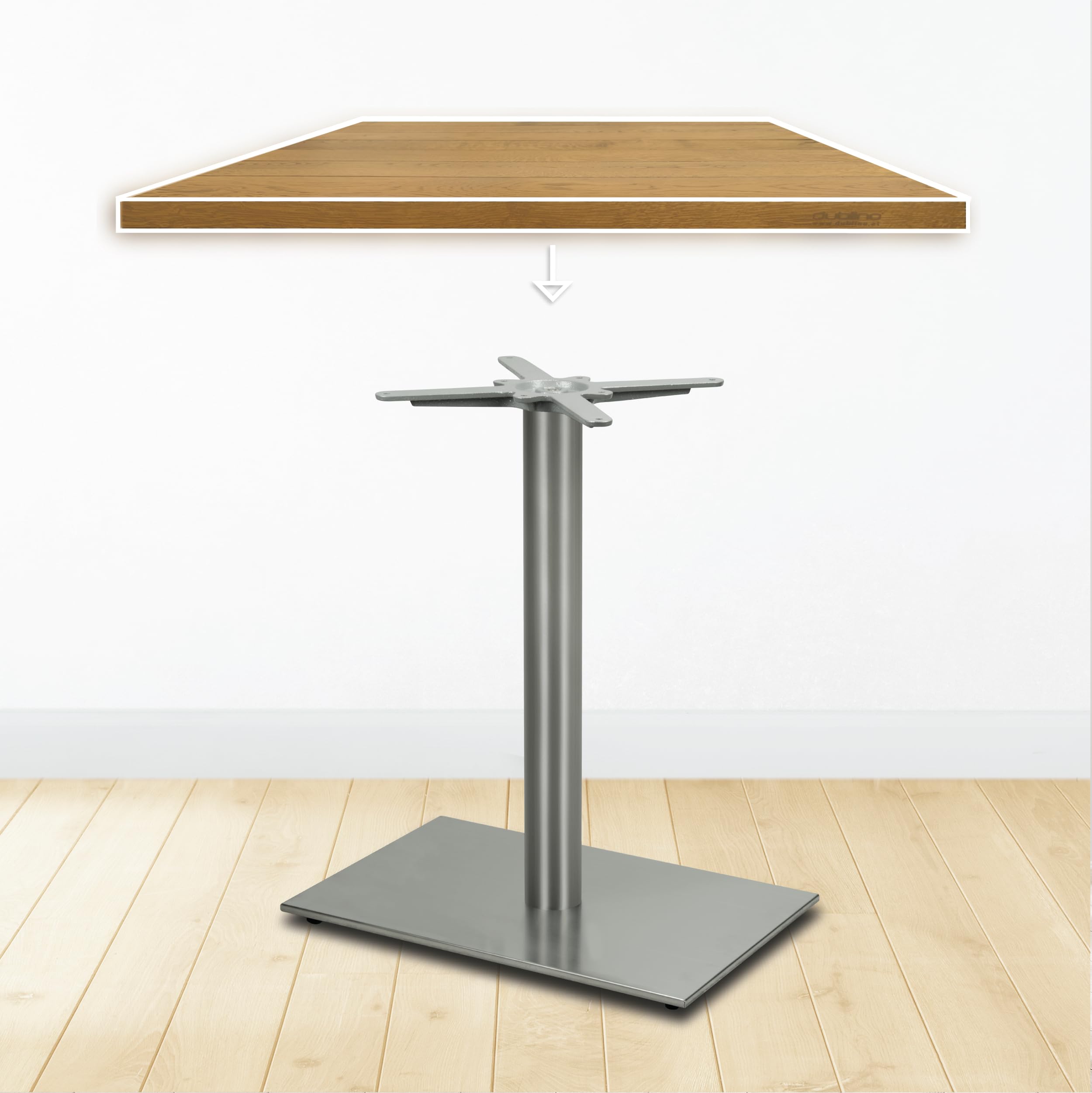 Premium Tischgestell Edelstahl- PD7095inox | matt satiniert | Höhe 73 cm | Bodenplatte Ø45 cm | max. Tischplattengröße 120x80 cm | Ideal für Esstische