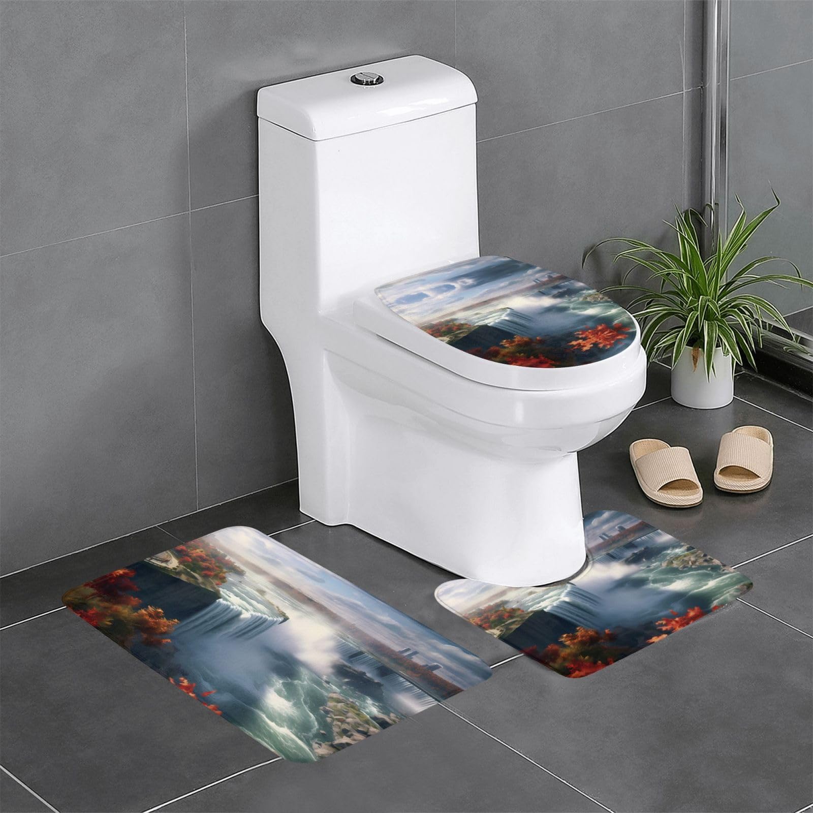 Tapis de salle de bain BROLEO Niagara Falls lot de 3 en taille 61x40,6 cm et épaisseur confort