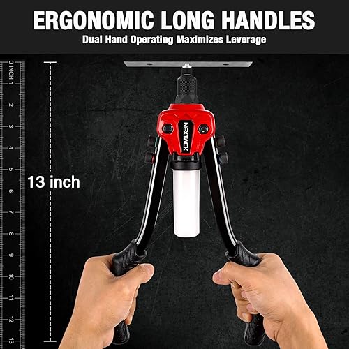 Miniatura 4 de Pistola de remache profesional de doble mano y cabeza giratoria de una sola mano Kit de herramientas de remache de bricolaje