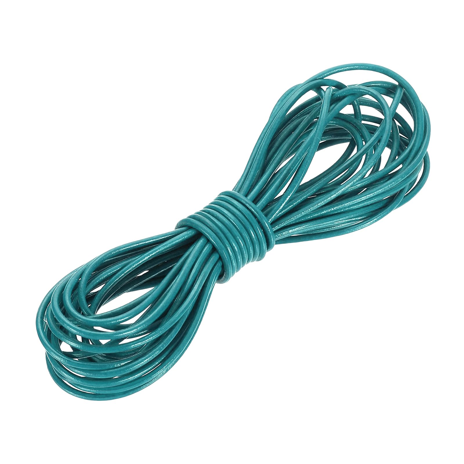 sourcing map Round Leather Cord, 5.5 Yard 2 Mm Leather String Strips Lacing for DIY Crafts Making Bracelet Purse Strap, Lake Blue
