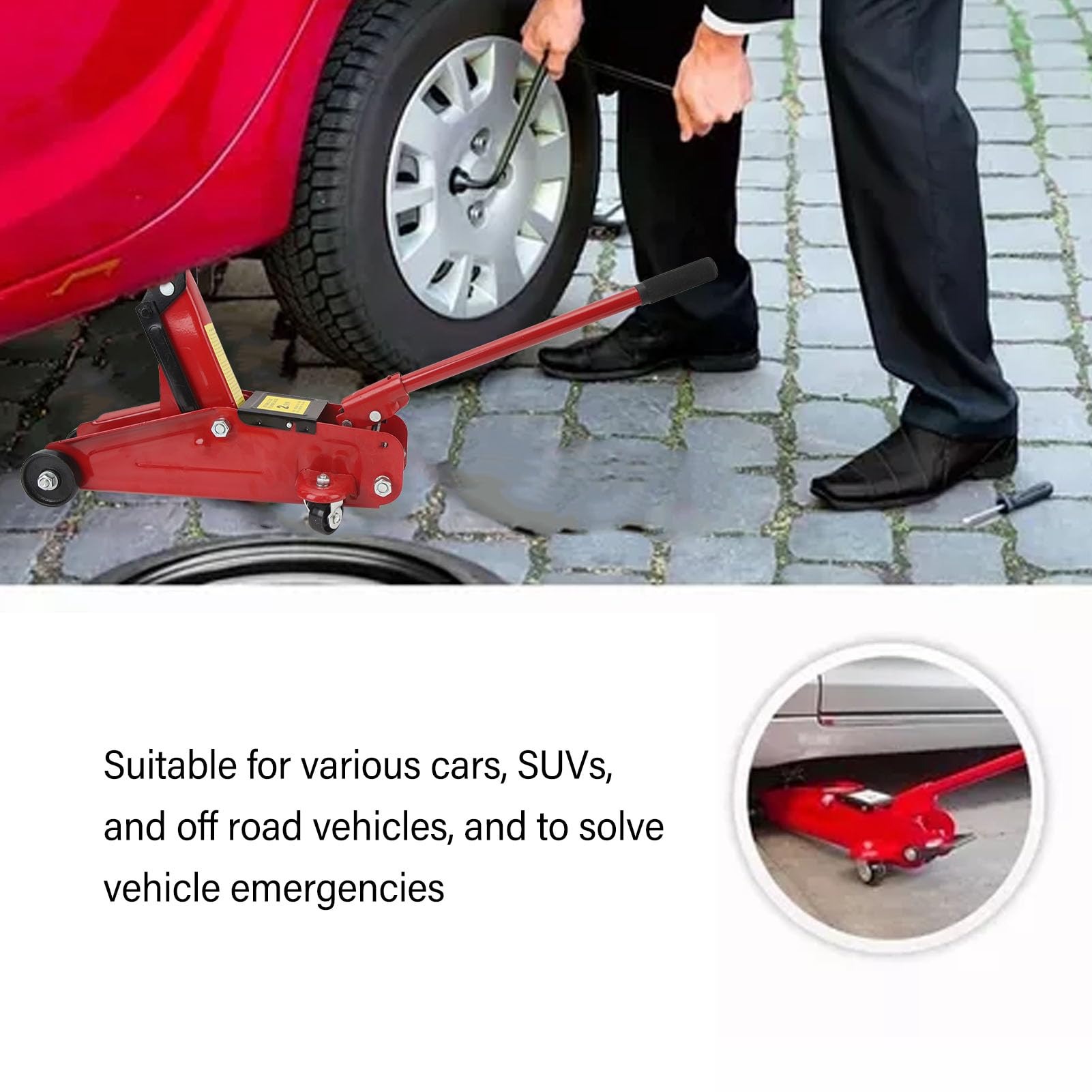 Carrello di Servizio Idraulico, Sollevatore per Auto Portatile Leggero, capacità di 2 Tonnellate per SUV e Piccoli Veicoli