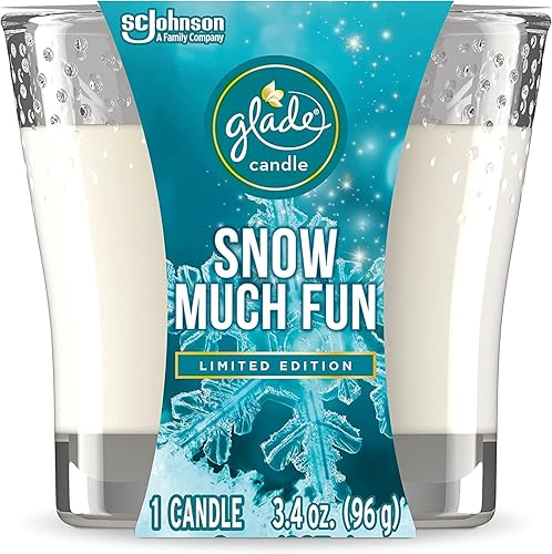 Miniatura 2 de Glade Velas de frasco, velas aromáticas infundidas con aceites esenciales, velas ambientadoras, 3 velas de 3.4 onzas (nieve muy divertida)