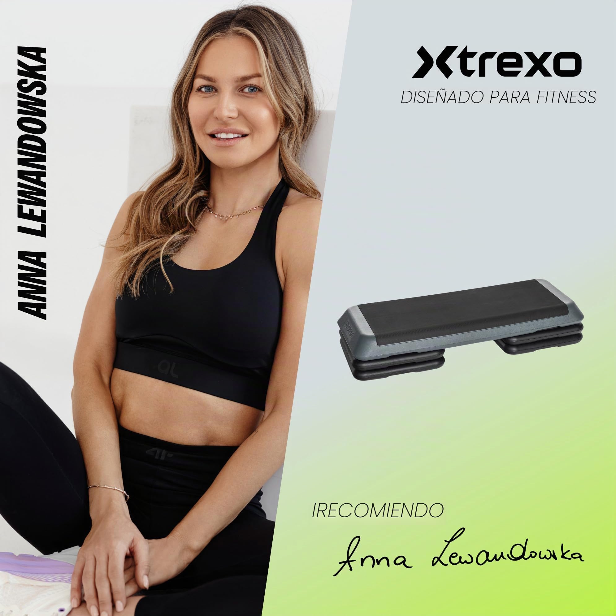 TREXO Aerobic Step para Ejercicios Cardio Fitness Altura Ajustable 10-15-20 cm Superficie Grande 109 x 41 cm Materiales Duraderos de Alta Calidad Entrenamiento Hasta 250 kg VERDE|NARANJA|MORADO