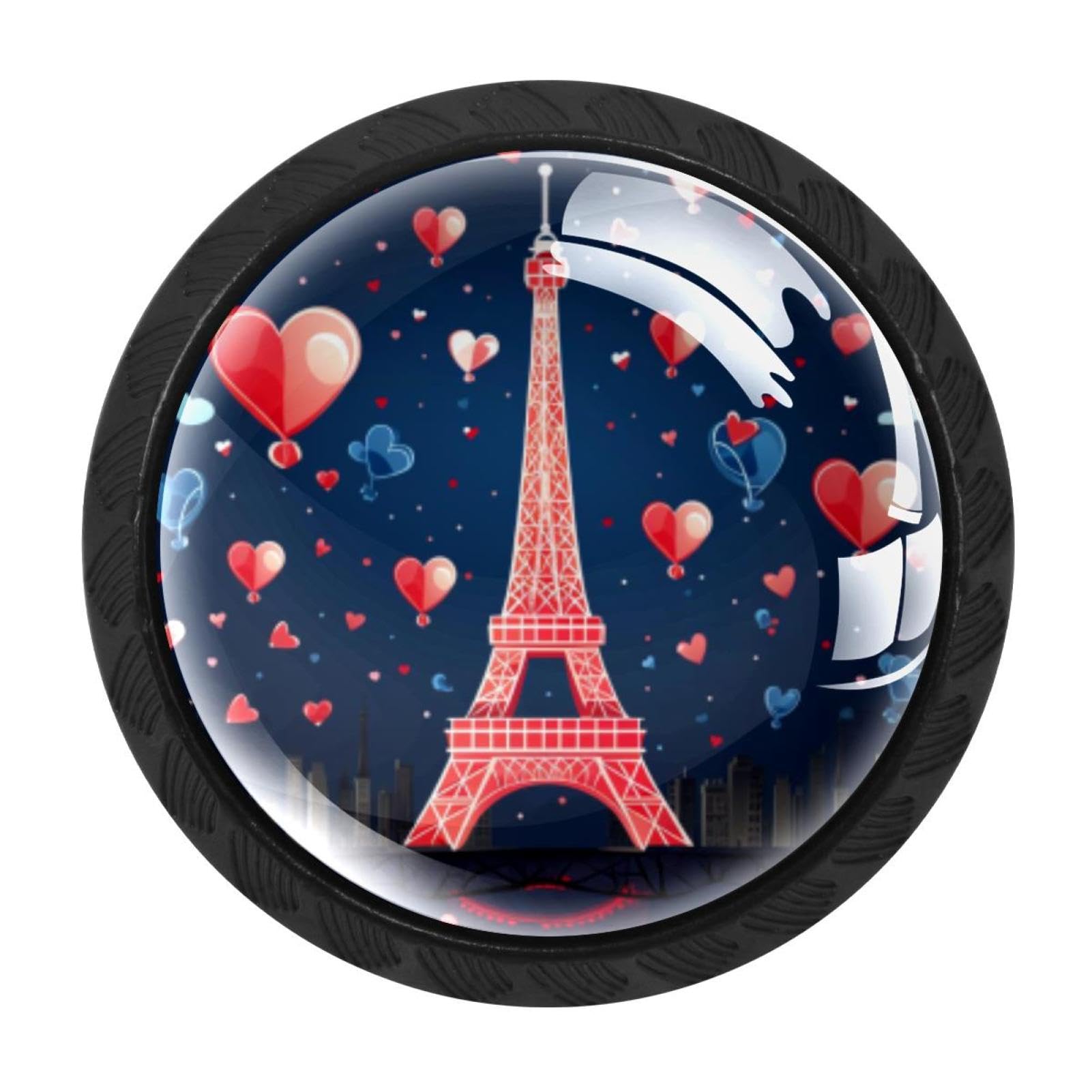 Chenzzzz Multicolored 19 4 Pieces Dresser Knobs Eiffel Tower Valentine's Day Drawer Knobs Cabinet Knobs Pull Handles For Home Kitchen Office