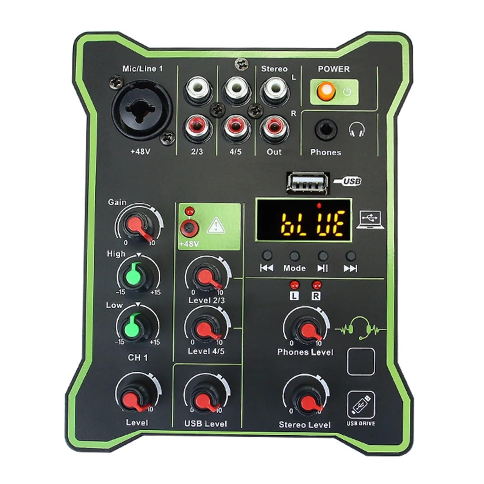 Mini Mixer a 5 canali DSP USB compatibile con Riproduzione Registrazione Console di missaggio portatile multifunzionale for DJ Artisti e Band