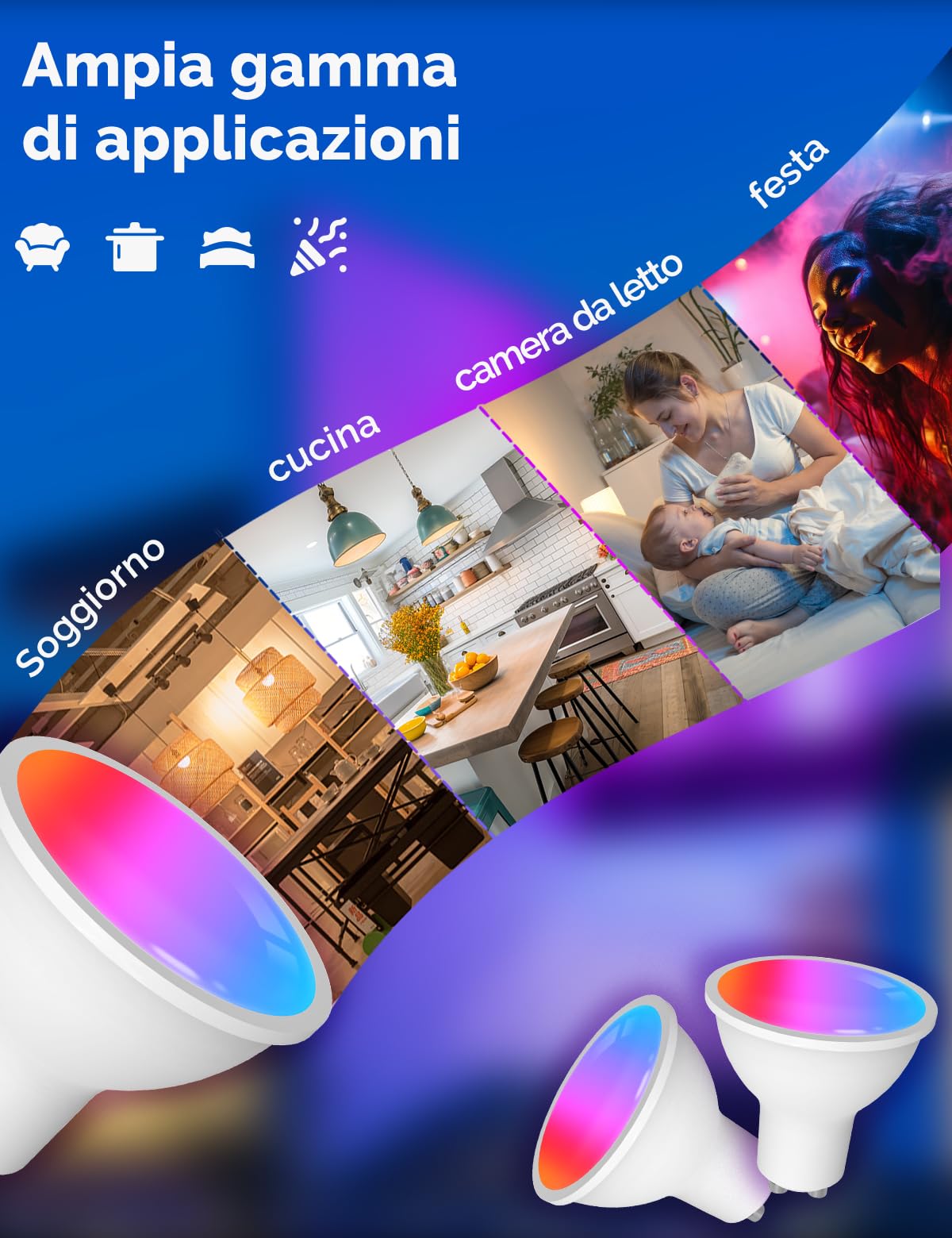 MOES Lampadina Intelligente Matter GU10, Luce LED RGB WLAN, Dimmerabile, Bianco Caldo 2700K-6500K E Bianco Freddo, Musica Sincronizzata, Colore 16M, Compatibile Con Apple HomeKit E Alexa, Google Home - Foto 10