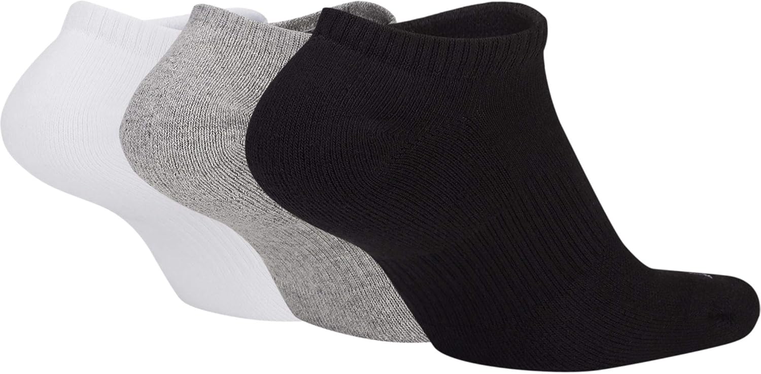 Nike Men's Everyday Plus Cushion No-Show Socks (3 Pair), Multicolor (914), Size Large (8-12)