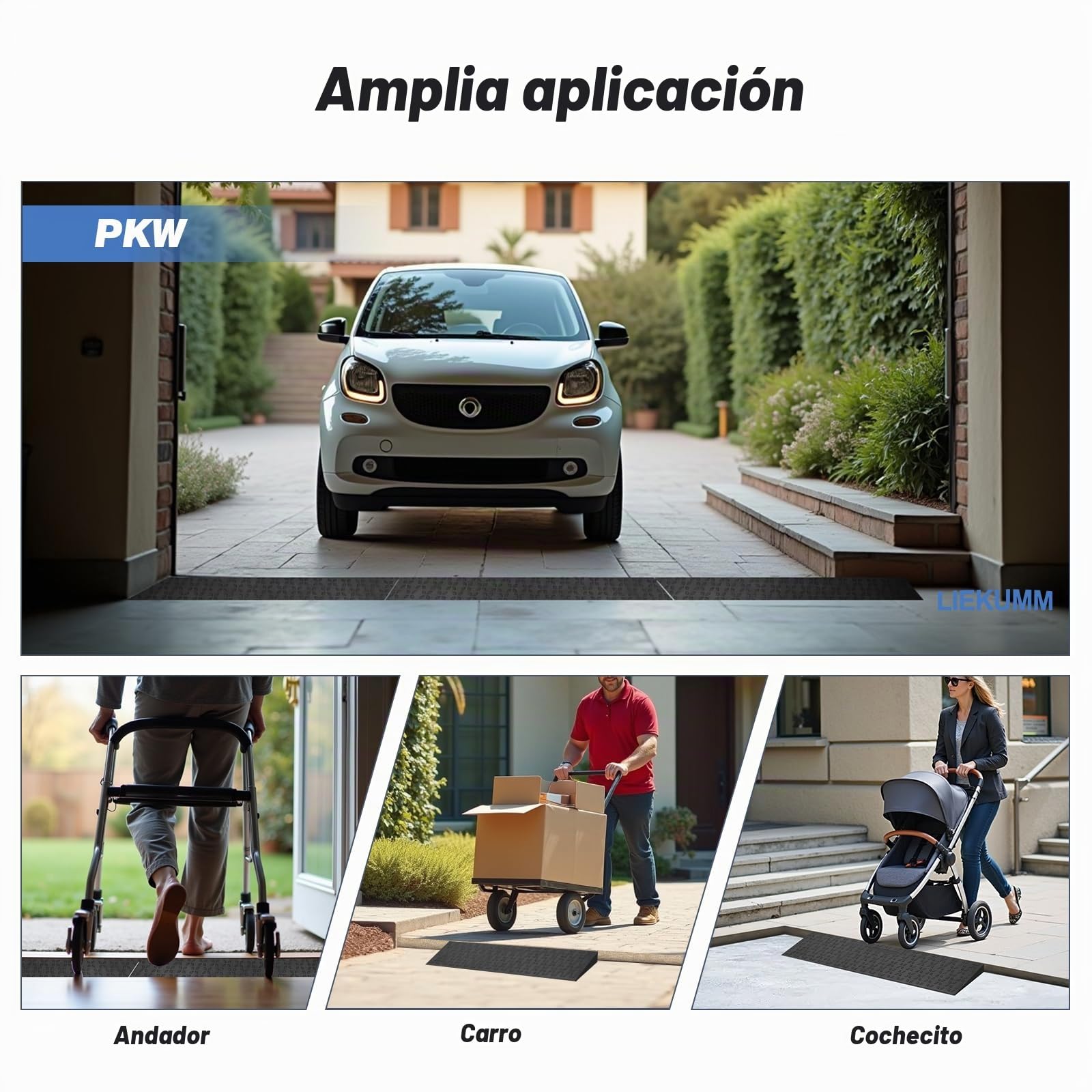 LIEKUMM Rampa de goma para umbral de puerta de 4,5 cm de altura, antideslizante con patrón de estrella polar, 650 kg de capacidad de carga, rampa para silla de ruedas para puertas, escalones