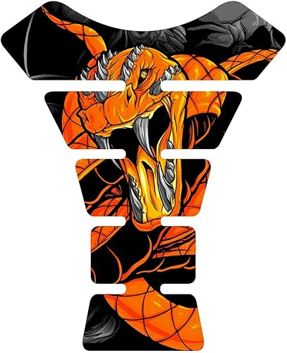 8.6 pulgadas de alto x 6.8 pulgadas de ancho Serpiente Veneno Naranja V2 Resistente a los rayos UV Moto Deportiva Deportiva Tanque Protector